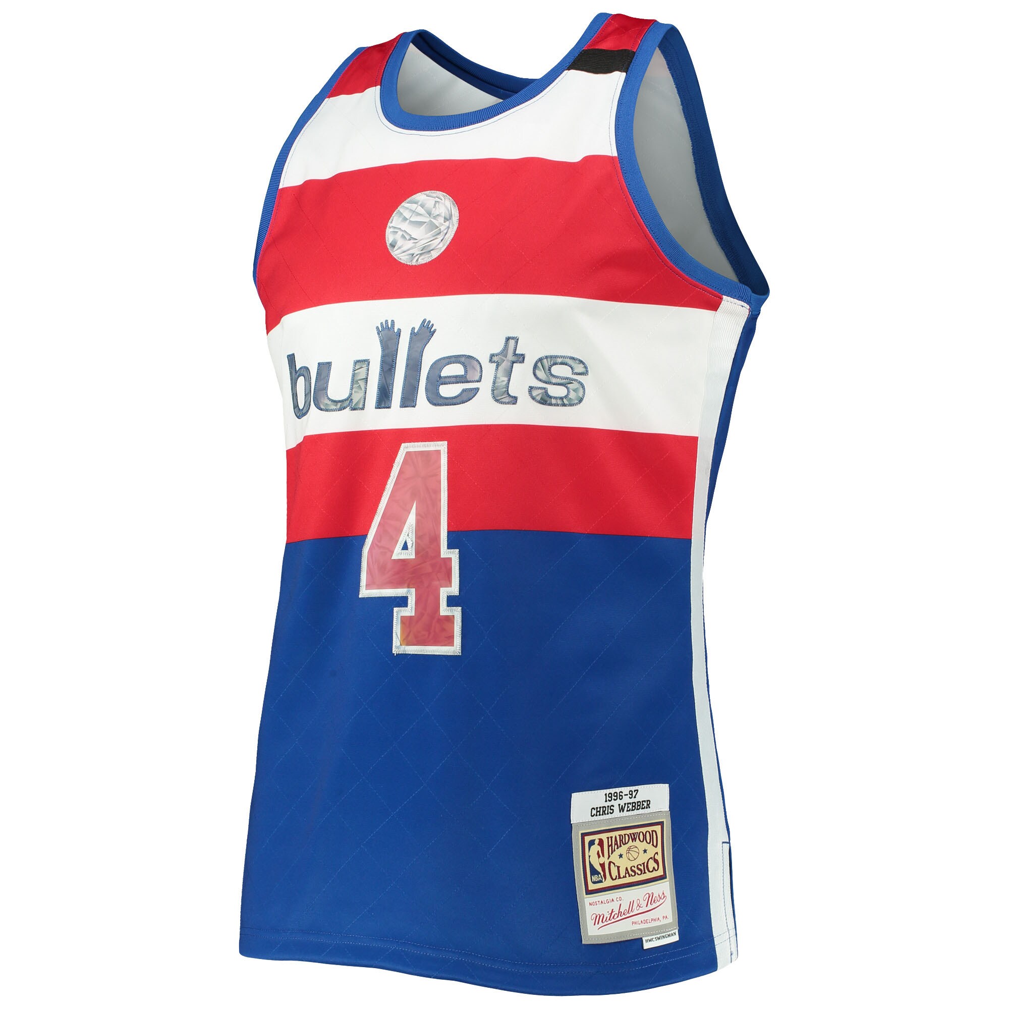 Men's Washington Bullets Chris Webber Blue 1996/97 Hardwood Classics NBA 75th Anniversary Diamond Swingman Jersey
