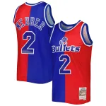 Men's Washington Bullets Chris Webber Blue/Red Hardwood Classics 1994/95 Split Swingman Jersey