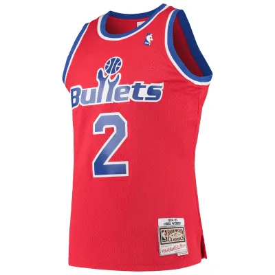 Men's Washington Bullets Chris Webber Red 1994/95 Hardwood Classics Swingman Jersey 02