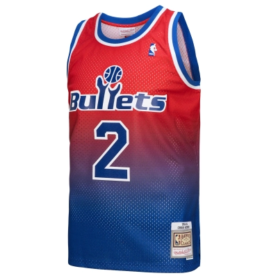 Men's Washington Bullets Chris Webber Royal/Red 1994/95 Hardwood Classics Fadeaway Swingman Player Jersey 02