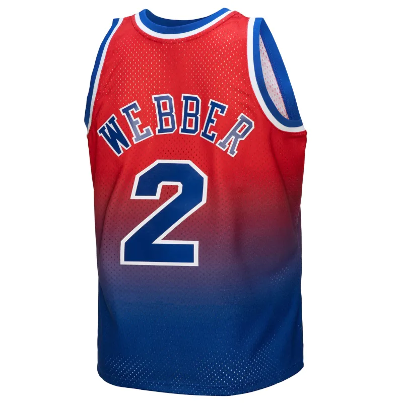 Men's Washington Bullets Chris Webber Royal/Red 1994/95 Hardwood Classics Fadeaway Swingman Player Jersey
