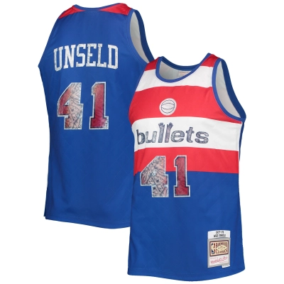Men's Washington Bullets Wes Unseld Blue 1977/78 Hardwood Classics NBA 75th Anniversary Diamond Swingman Jersey 01