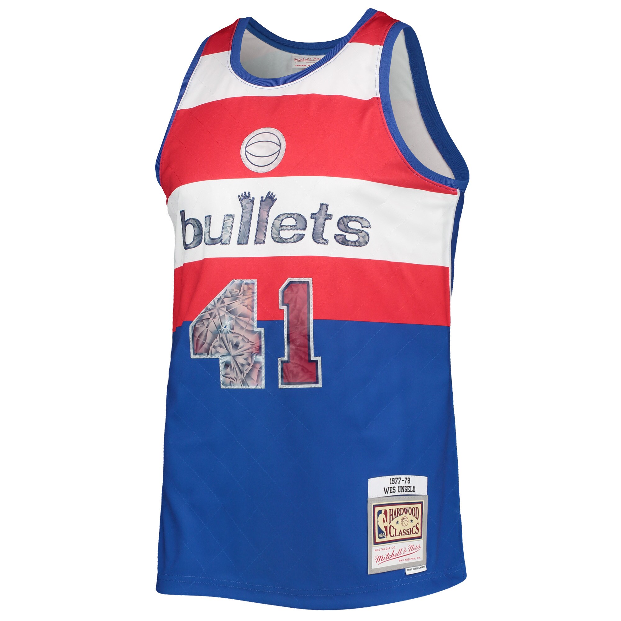 Men's Washington Bullets Wes Unseld Blue 1977/78 Hardwood Classics NBA 75th Anniversary Diamond Swingman Jersey