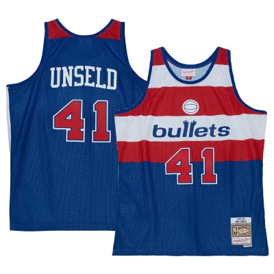 Men's Washington Bullets Wes Unseld Blue 1977/78 Hardwood Classics Swingman Jersey 01