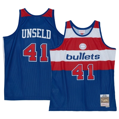 Men's Washington Bullets Wes Unseld Blue 1977/78 Hardwood Classics Swingman Jersey 01