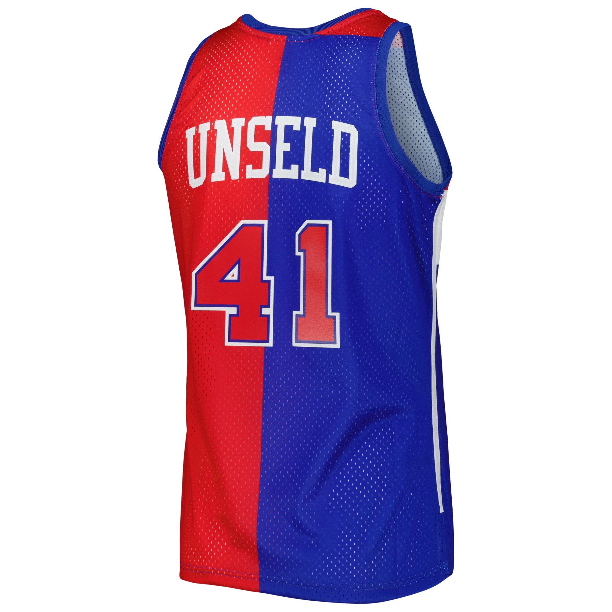 Men's Washington Bullets Wes Unseld Blue/Red Hardwood Classics 1977/78 Split Swingman Jersey