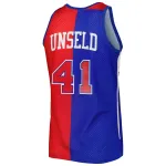 Men's Washington Bullets Wes Unseld Blue/Red Hardwood Classics 1977/78 Split Swingman Jersey