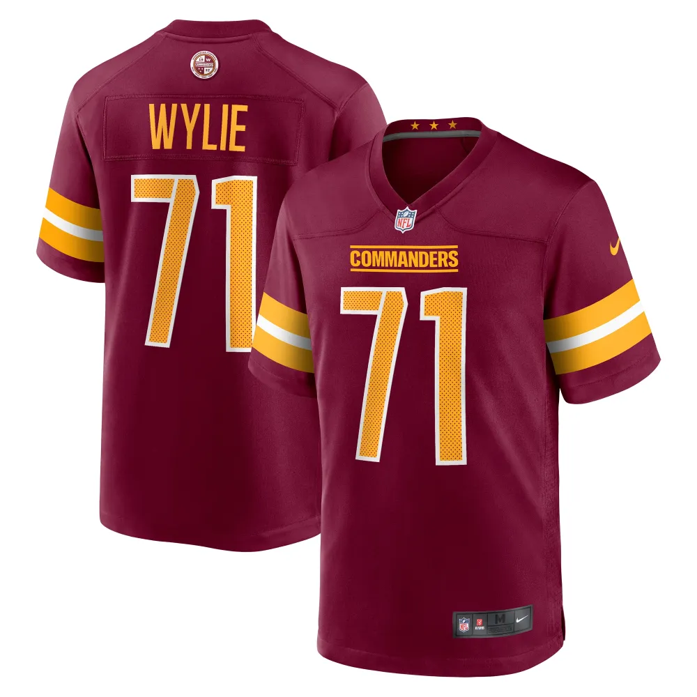 Men's Washington Commanders Andrew Wylie Burgundy Game Player Jersey