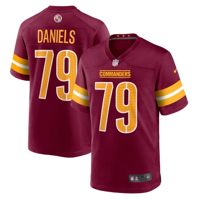 Men's Washington Commanders Braeden Daniels Burgundy Team Game Jersey 01