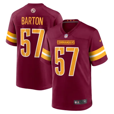 Men's Washington Commanders Cody Barton Burgundy Game Player Jersey 01