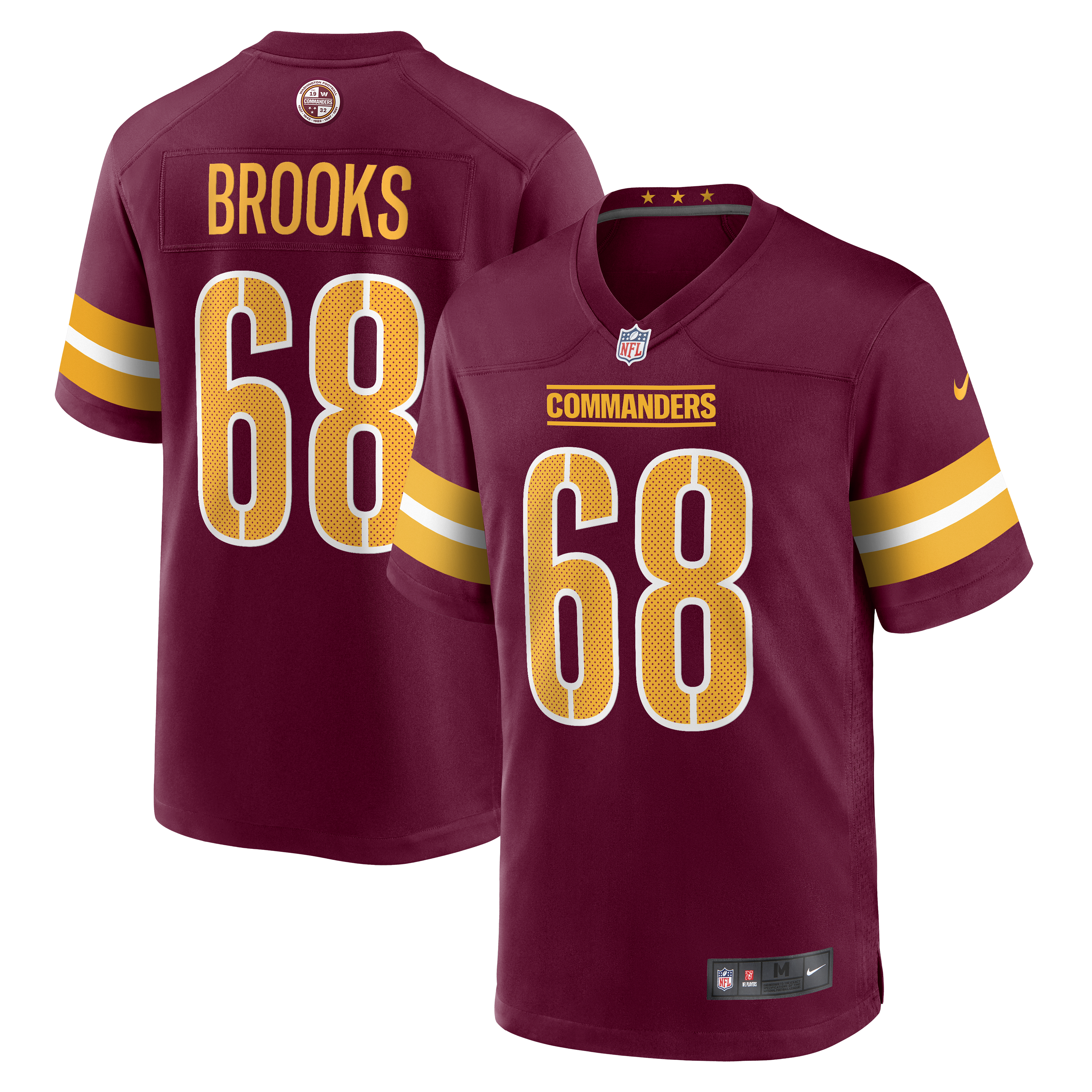 Men's Washington Commanders Curtis Brooks Burgundy Game Jersey