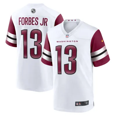 Men's Washington Commanders Emmanuel Forbes Jr. White Away Game Jersey 01
