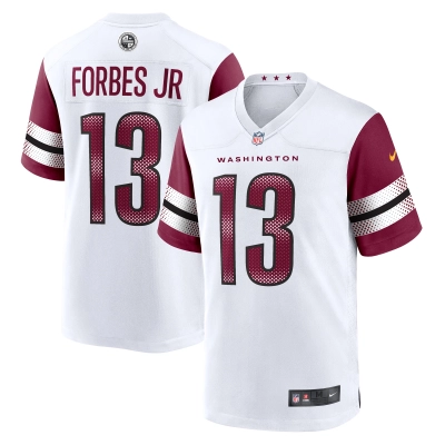 Men's Washington Commanders Emmanuel Forbes Jr. White Away Game Jersey 01