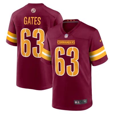 Men's Washington Commanders Nick Gates Burgundy Game Player Jersey 01
