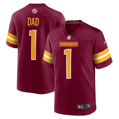 Men's Washington Commanders Number 1 Dad Burgundy Game Jersey 01