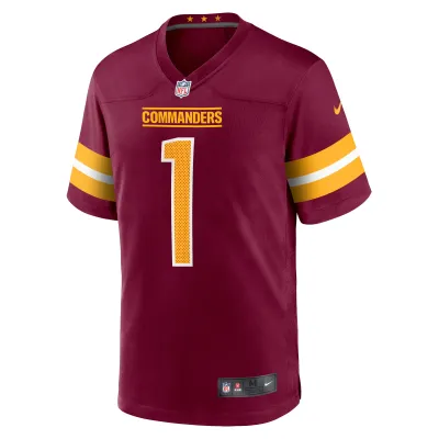 Men's Washington Commanders Number 1 Dad Burgundy Game Jersey 02