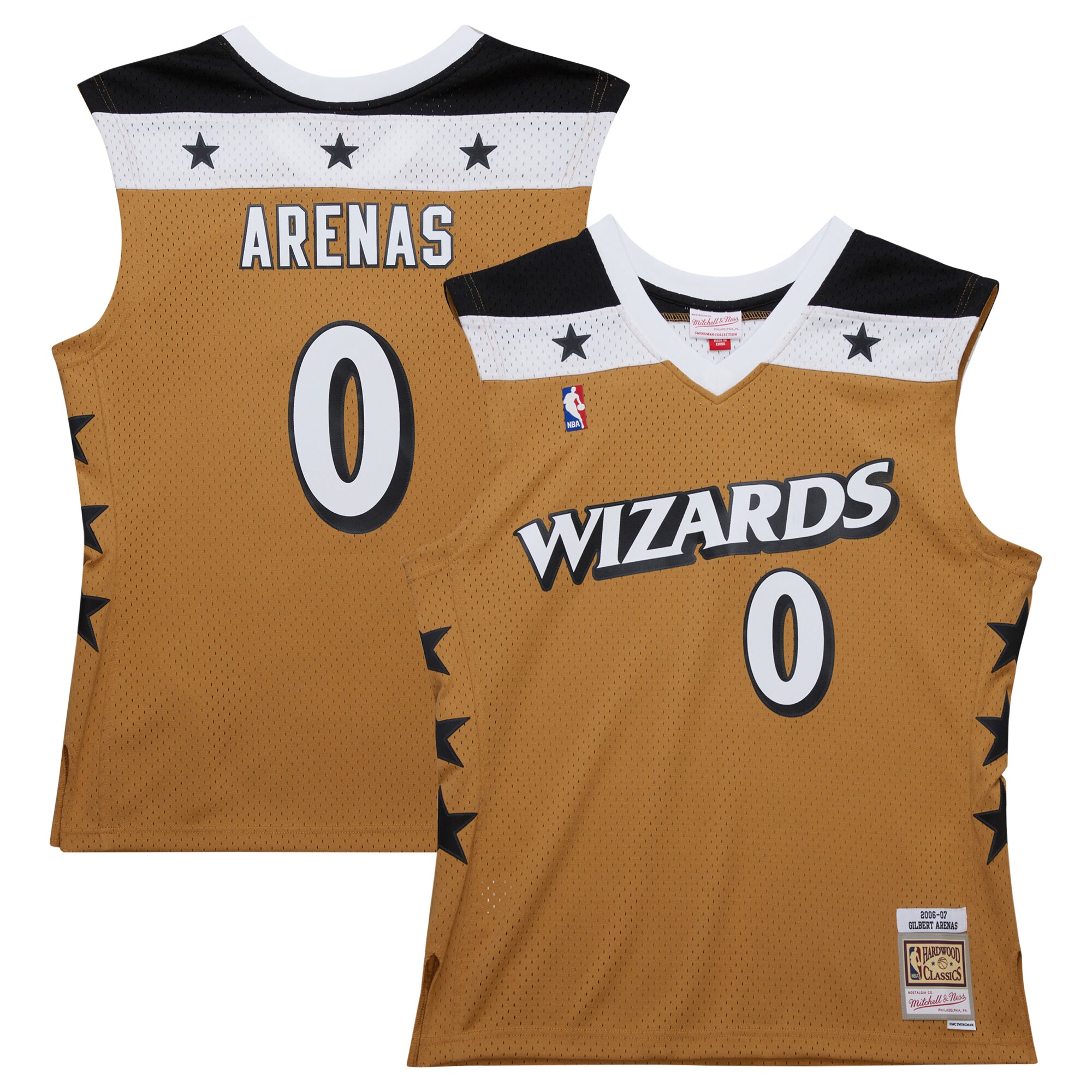 Men's Washington Wizards Gilbert Arenas Gold 2006/07 Hardwood Classics Swingman Jersey