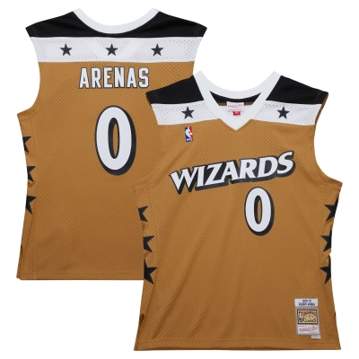 Men's Washington Wizards Gilbert Arenas Gold 2006/07 Hardwood Classics Swingman Jersey 01