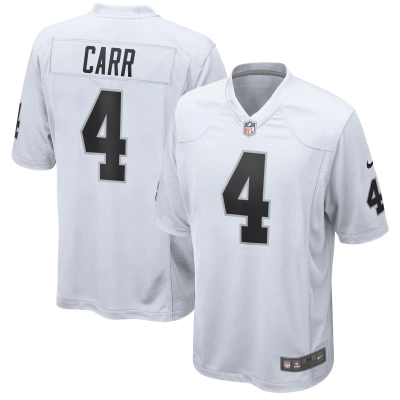 Mens Las Vegas Raiders Derek Carr White Game Jersey 01