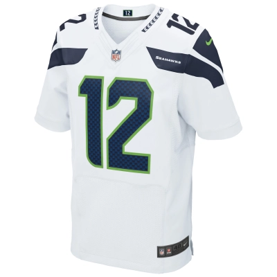 Mens Seattle Seahawks 12s White Elite Jersey 02
