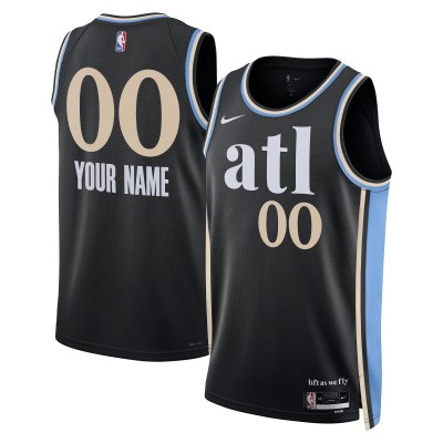 Unisex Atlanta Hawks  Black 2023/24 Custom Swingman Jersey - City Edition 01