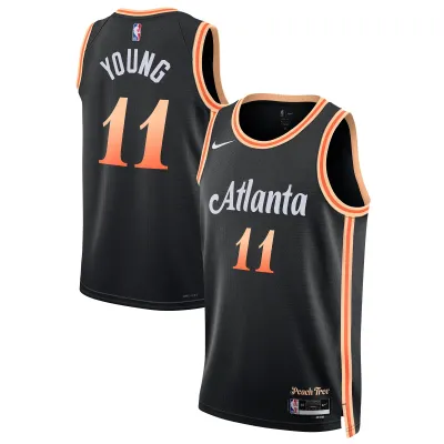 Unisex Atlanta Hawks Trae Young Black 2022/23 Swingman Jersey - City Edition 01
