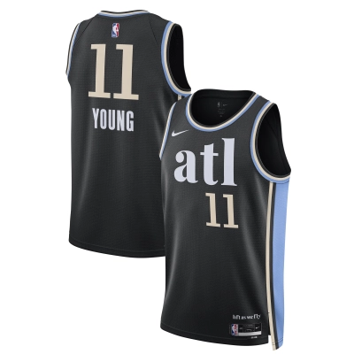 Unisex Atlanta Hawks Trae Young Black 2023/24 Swingman Jersey - City Edition 01