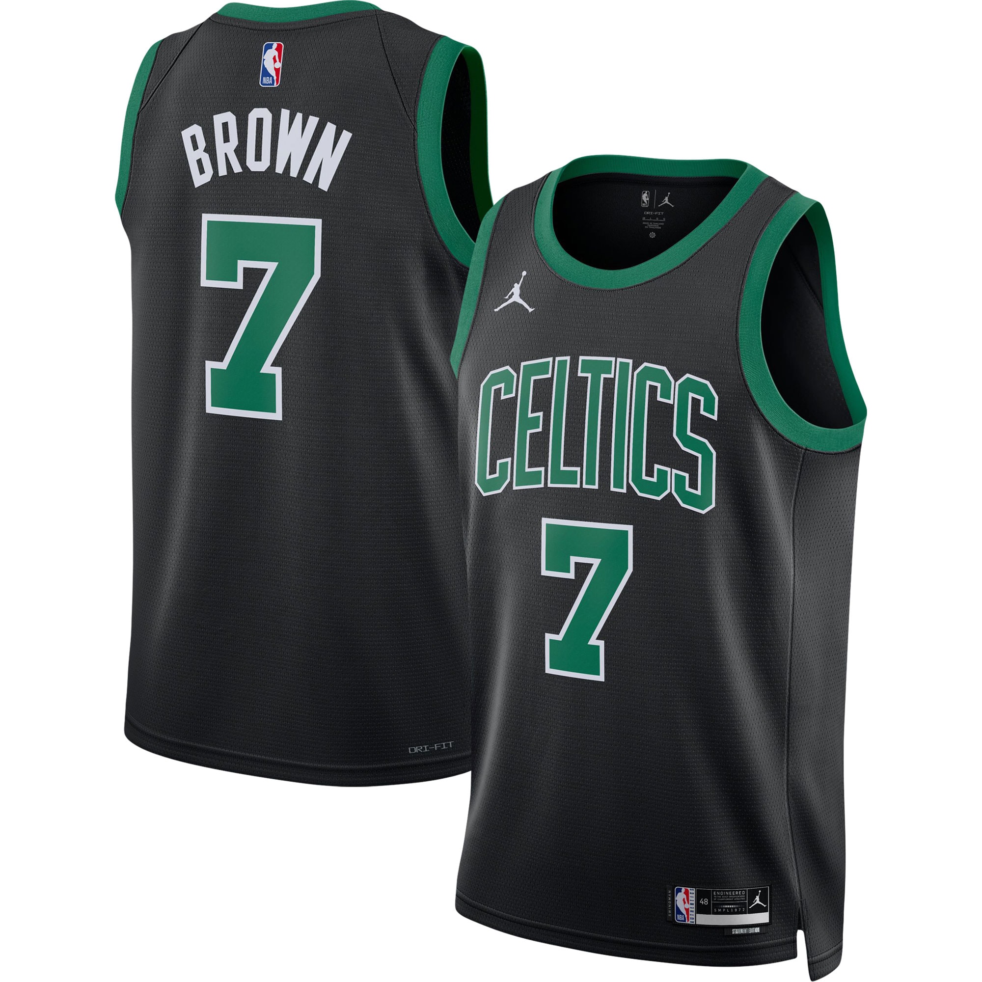 Unisex Boston Celtics Jaylen Brown Black Swingman Jersey - Statement Edition