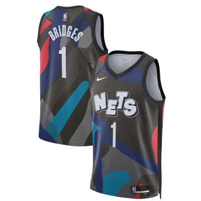 Unisex Brooklyn Nets Mikal Bridges Black 2023/24 Swingman Jersey - City Edition 01