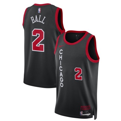 Unisex Chicago Bulls Lonzo Ball Black 2023/24 Swingman Jersey - City Edition 01