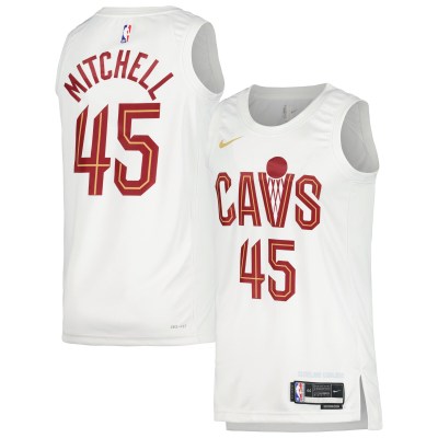 Unisex Cleveland Cavaliers Donovan Mitchell White Swingman Jersey - Association Edition 01