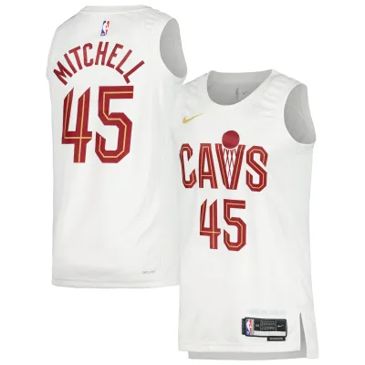 Unisex Cleveland Cavaliers Donovan Mitchell White Swingman Jersey - Association Edition 01