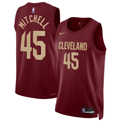 Unisex Cleveland Cavaliers Donovan Mitchell Wine Swingman Jersey - Icon Edition 01