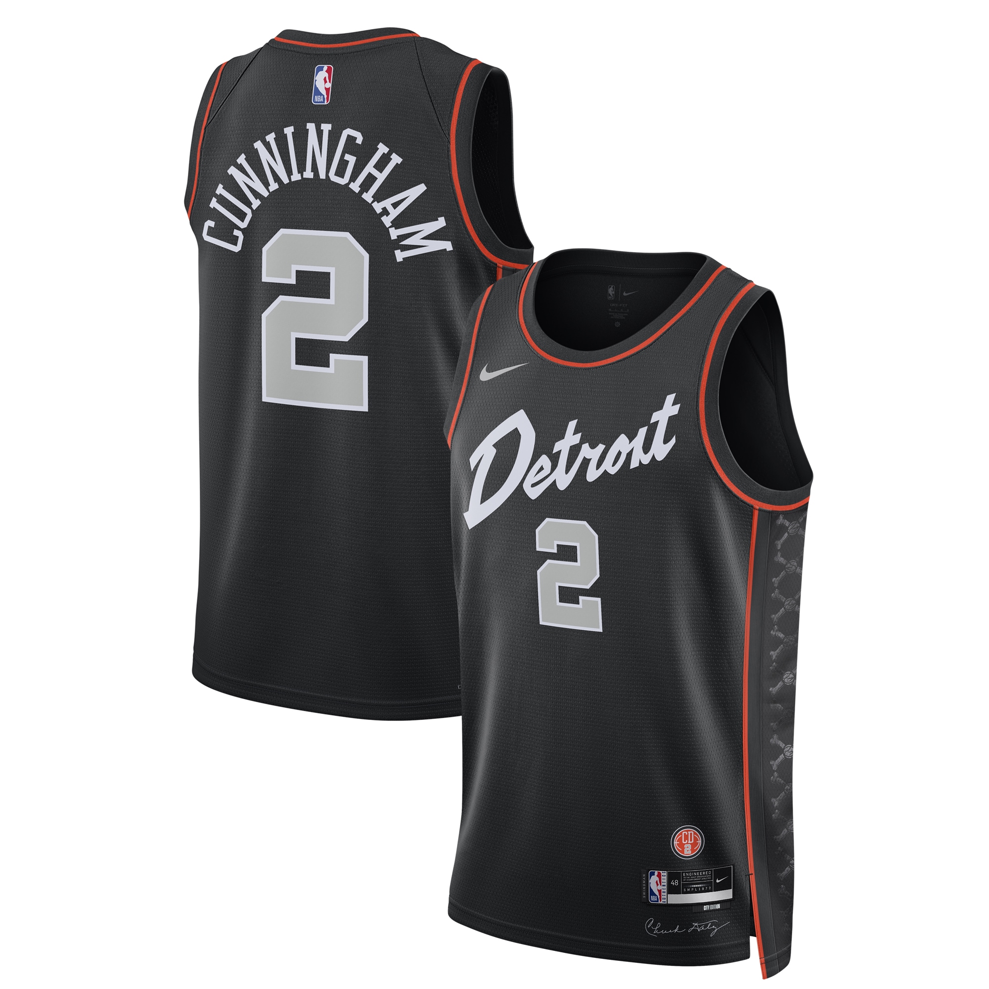 Unisex Detroit Pistons Cade Cunningham Black 2023/24 Swingman Jersey - City Edition