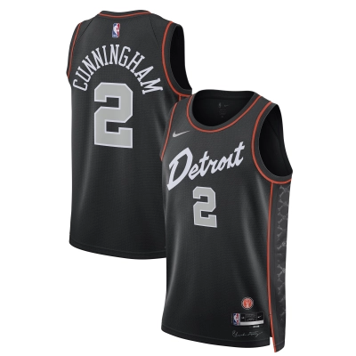 Unisex Detroit Pistons Cade Cunningham Black 2023/24 Swingman Jersey - City Edition 01