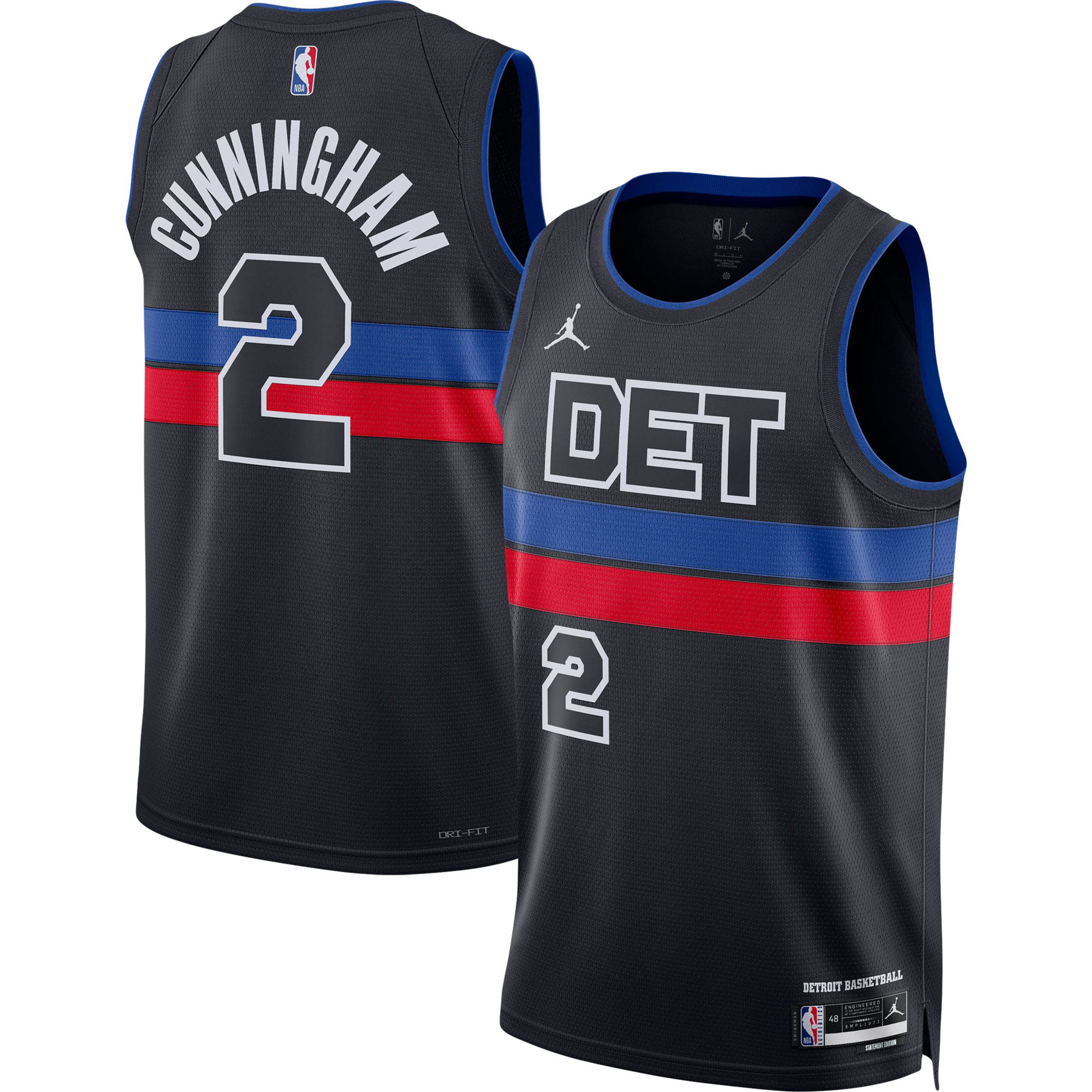 Unisex Detroit Pistons Cade Cunningham Black Swingman Jersey - Statement Edition