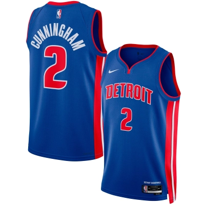 Unisex Detroit Pistons Cade Cunningham Blue Swingman Jersey - Icon Edition 01