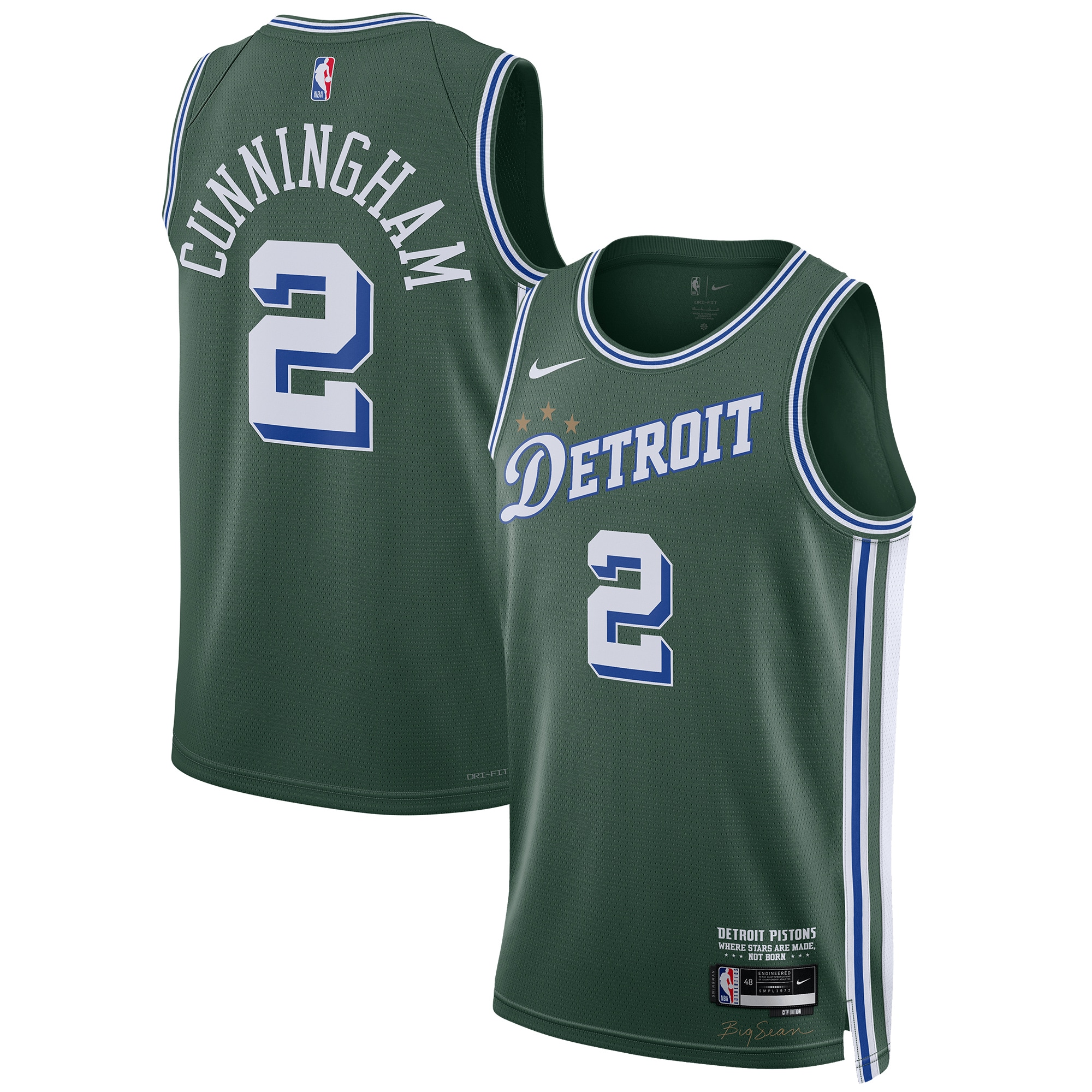 Unisex Detroit Pistons Cade Cunningham Green 2022/23 Swingman Jersey - City Edition