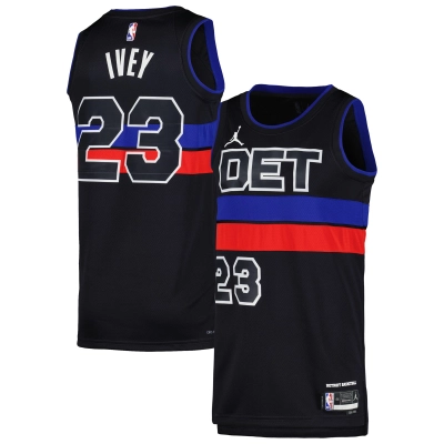 Unisex Detroit Pistons Jaden Ivey Black Swingman Jersey - Statement Edition 01
