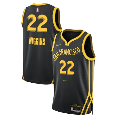 Unisex Golden State Warriors Andrew Wiggins Black 2023/24 Swingman Jersey - City Edition 01