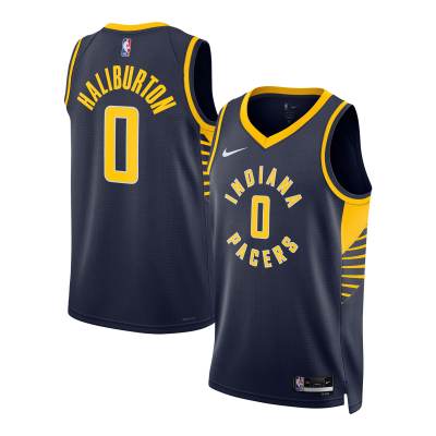 Unisex Indiana Pacers Tyrese Haliburton Navy Swingman Jersey - Icon Edition 01