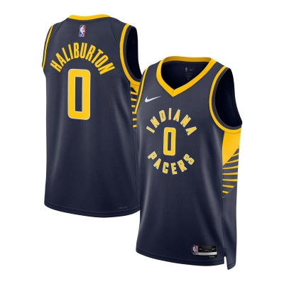 Unisex Indiana Pacers Tyrese Haliburton Navy Swingman Jersey - Icon Edition 01