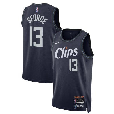 Unisex LA Clippers Paul George Navy 2023/24 Swingman Jersey - City Edition 01