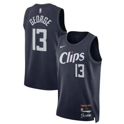 Unisex LA Clippers Paul George Navy 2023/24 Swingman Jersey - City Edition 01