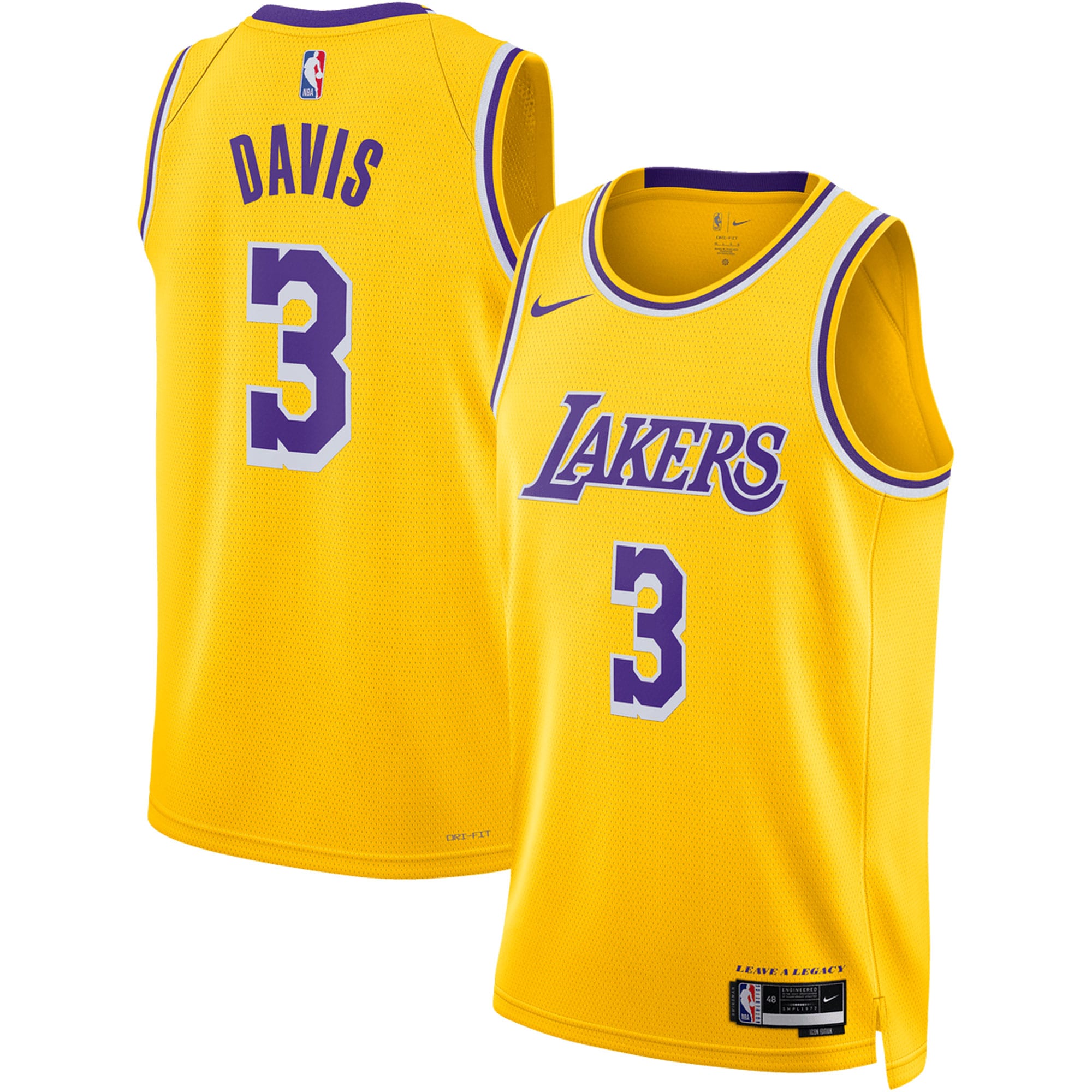Unisex Los Angeles Lakers Anthony Davis Gold Swingman Jersey - Icon Edition