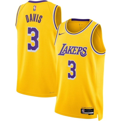Unisex Los Angeles Lakers Anthony Davis Gold Swingman Jersey - Icon Edition 01