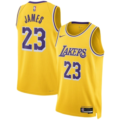 Unisex Los Angeles Lakers LeBron James Gold Swingman Jersey - Icon Edition 01
