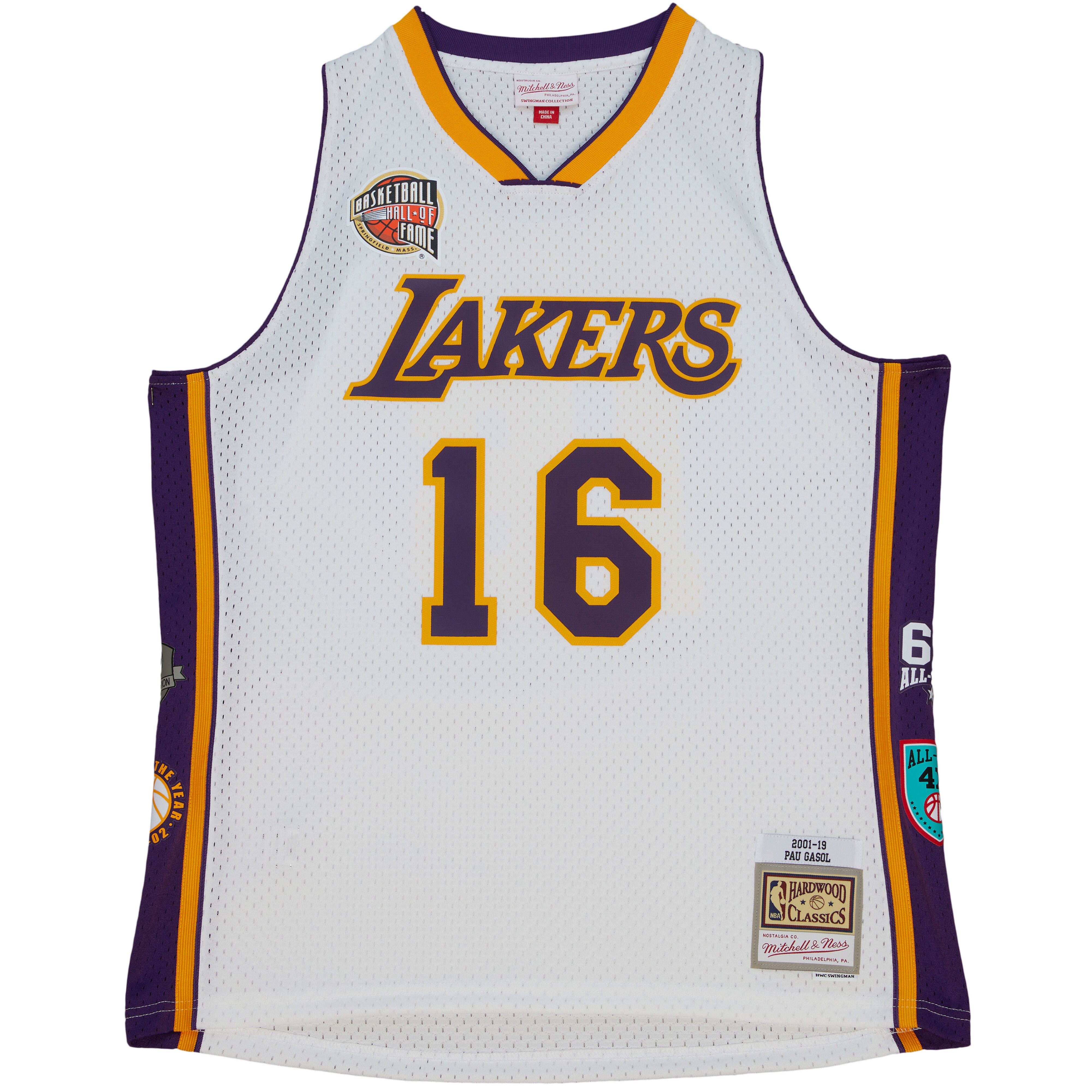 Unisex Los Angeles Lakers Pau Gasol White Hall of Fame Class of 2023 Throwback Swingman Jersey