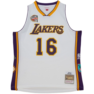 Unisex Los Angeles Lakers Pau Gasol White Hall of Fame Class of 2023 Throwback Swingman Jersey 02