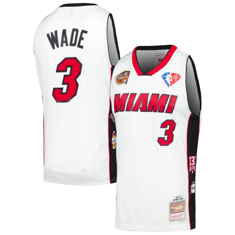 Unisex Miami Heat Dwyane Wade White Hall of Fame Class of 2023 Throwback Swingman Jersey